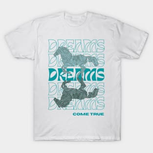 Horse Dreams Come True Deep Turquoise Design T-Shirt